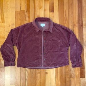 AE Corduroy Cropped Button Up Shirt